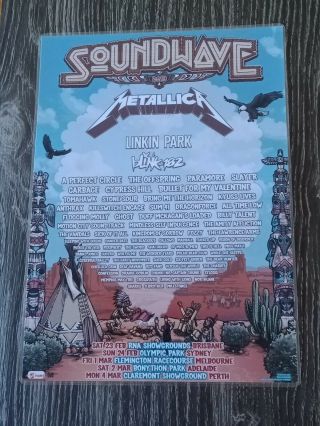 Soundwave - 2013 Laminated Tour Poster - Metallica - Linkin Park - Blink 182