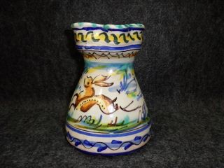 Fancy Spanish Pottery Pitcher Animal Triana Vintage Hand Crafted Spain