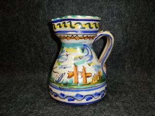 Fancy Spanish Pottery Pitcher Animal Triana Vintage Hand Crafted Spain 2