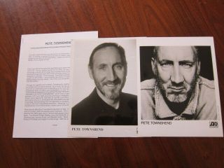 Pete Townshend The Who Press Kit 2 Photos 6 Pgs