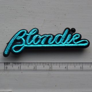 Vintage Blondie Plastic Name Pin Badge 1980s Punk Wave Debbie Harry