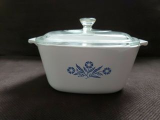 Vintage Corning Ware Blue Cornflower 1 3/4 Quart Casserole Dish With Glass Lid
