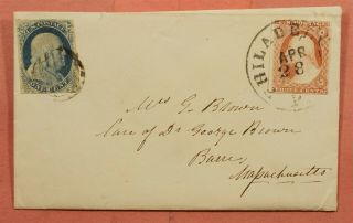 Imperfs 1856 Philadelphia Pa,  Letter To Barre Ma