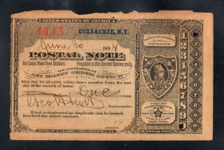 3¢ United States Postal Note (money Order),  Coxsackie,  York,  June 30,  1894