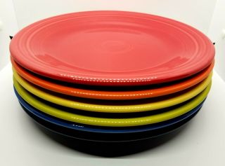 Rainbow Set 6 Fiestaware 10.  5 " Dinner Plates Fiesta Hlc Mixed Colors