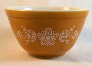 Vintage Pyrex Small 1 1/2 Pint Nesting Mixing Bowl 401 Flowers Butterfly Gold
