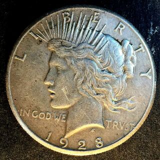 1928 Peace Dollar Xf (scratch On Face)