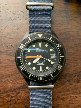 Squale 1521 50 Atmos 1521 - 026pvd Pvd Black Swiss Made - Extra Straps