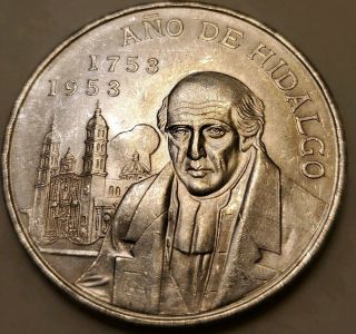 Mexican1953 5 Pesos AÑo De Hidalgo Silver World Coin ✮no Reserve✮cs123