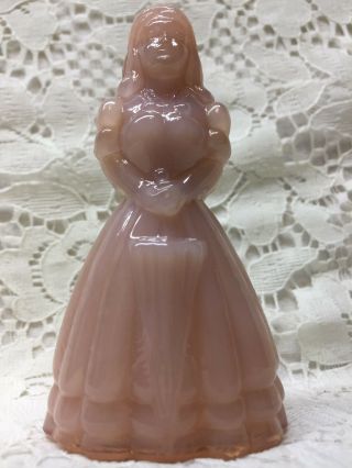Pink Milk Glass Doll Figurine Girl Princess Dress Jennifer Crown Tuscan Umbrella