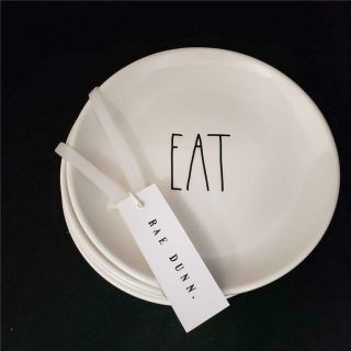 = Set Of 4 Rae Dunn By Magenta Salad Appetizer Dessert Plates 181 Eat 6 - 1/4 "