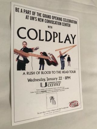 Coldplay Chris Martin Rare Us Tour Promo Flyer