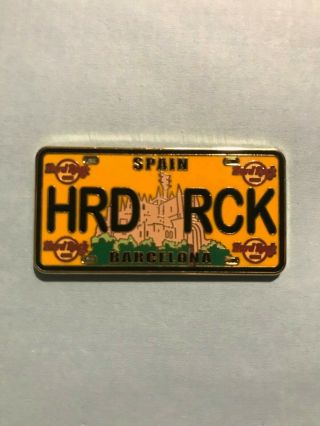 Hard Rock Cafe Barcelona Spain License Plate With Castle Pin