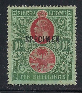 Sierra Leone 1912 - 21 10s Red & Green On Green Wmk Mcca Sg127 