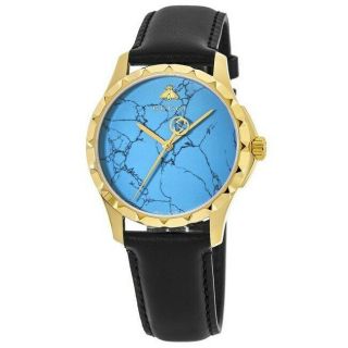 Gucci G - Timeless Turquoise Blue Dial Black Leather Men 