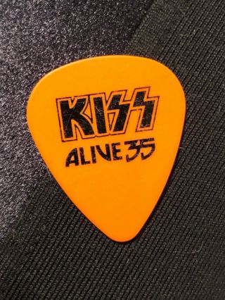 Kiss Alive 35 Tour Orange Guitar Pick 2015 Paul Stanley Signed Autograph V Rare