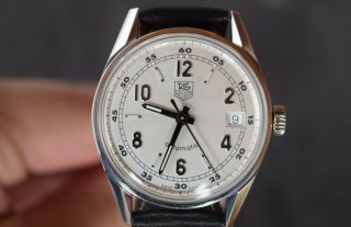 Tag Heuer 60s Re - Edition Carrera Automatic Wv2112 Silver Dial Stainless Leather