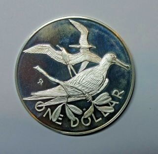 British Virgin Islands Silver Proof One Dollar 1976.  0.  925 Silver.  Frigate Bird