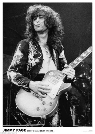 Jimmy Page Led Zeppelin - Retro Poster A2 Size 42cm X 59.  4cm - Approx 16 " X 23 "