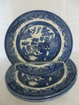 Willow Blue By Churchill (4) Salad Plates Made In England Pristine