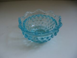 Fenton Glass Hobnail Fairy Lamp Base Only Candle Holder Aqua/turquoise Blue