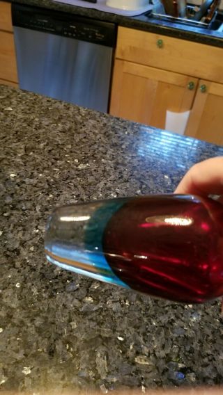 Vintage Red bud vase with clear and blue bottom Murano? 2