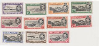 (k171 - 11) 1938 Ascension Island Part Set Of 11stamps Kgvi 1/2d To2/6d (k)