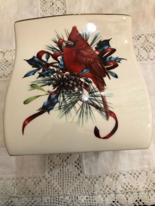 Lenox Winter Greetings Cardinal Red Bird Square Tissue Box Cover