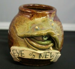 Eye Of Newt Signed Studio Pottery Sculptural Witchcraft Potion Spice Jar - 3.  5 "