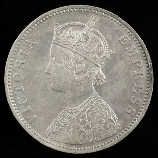 1877 British East India Company One 1 Rupee Silver Empress Victoria Coin