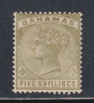 Bahamas Sg 56 Scott 31 F/vf Mh 1884 5/ - Olive Green Queen Victoria Scv $85