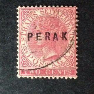 Perak 1882,  2 Cent Pale Rose Stamp With Perak Overprint Vfu