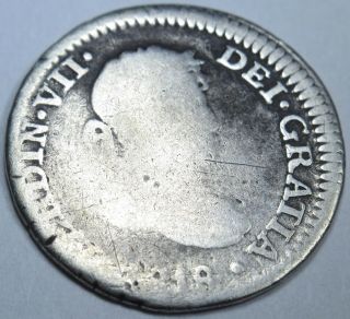 1818 Jp Spanish Silver 1/2 Reales Piece Of 8 Real Coin Colonial Pirate Treasure