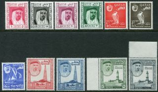 Qatar 1961 Complete Set 5np - 10r Sg 27 - 37 Mostly U/m: 10r Hinged (cat.  £120)