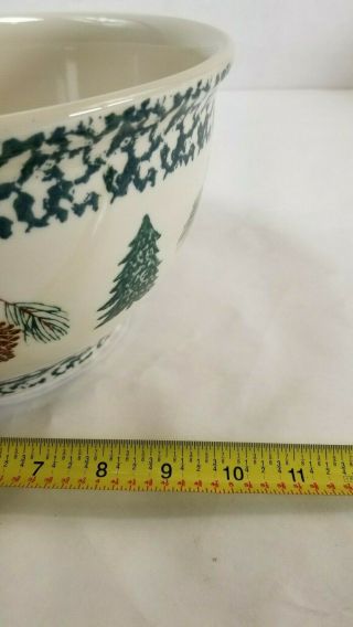 Very Large 4 Qt Serving Bowl TIENSHAN FOLK CRAFT Holiday Pines Trees Pine Cones 2