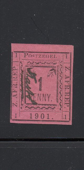 Transvaal Pietersburg 1p Imperf,  Mh,  Sc 179,  Fine,  Missing Line Over Numeral.