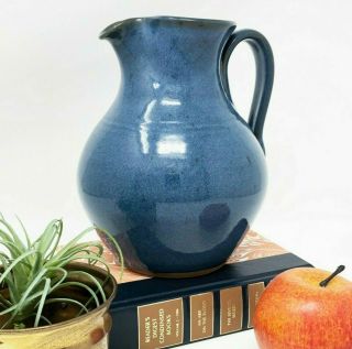Jugtown Pottery Blue Pitcher Signed By Vernon Owen 7 3/4 " Tall Dated 2003