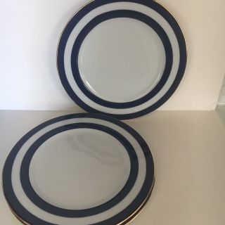 Set Of 3 Ralph Lauren Spectator Cadet Salad Plates 8.  25 " Blue White Gold