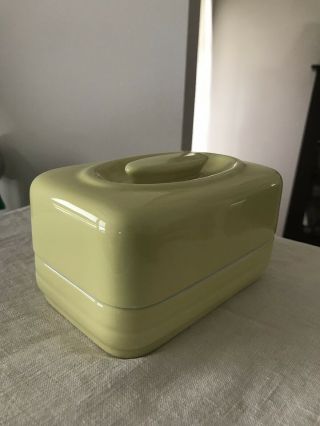 Vintage Hall China Company Westinghouse Refrigerator Butter Dish Hercules Yellow