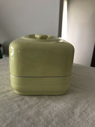 Vintage Hall China Company Westinghouse Refrigerator Butter Dish Hercules Yellow 3