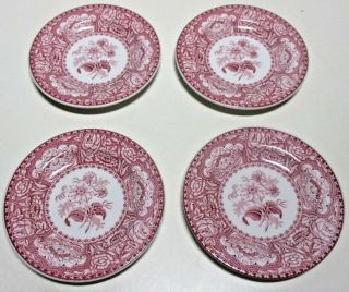Euc Vintage Set Of 4 Spode Cranberry Butter Pats Floral Design