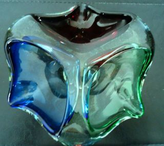 Vintage Retro Murano Glass 3 Colour Section Dish