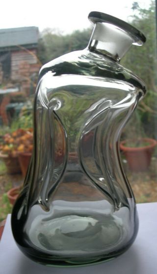 Vintage Jacob Bang Holmegaard Smoked Glass Drunken Kluk Kluk Decanter No Stopper
