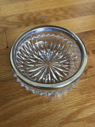 Vintage Crystal Candy Nut Bowl Trinket Dish W Silver Plate Rim