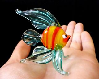 Murano Italy Style 2.  1 " Aqua Art Glass Aquarium Figurine Tropical Fish Ornament