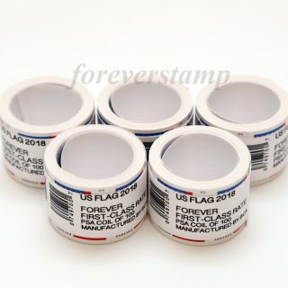 500 (5 Rolls Of 100) Usps Forever Stamps Us Flag Coil First Class -