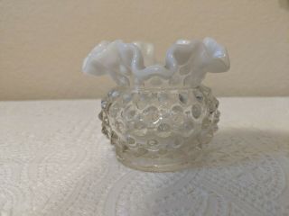 Vintage Fenton Opalescent Hobnail Ruffled Fluted Vase Small
