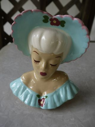 Vintage Lady Head Vase Wall Pocket Unmarked 7.  5 " Tall
