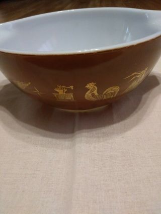 Vintage Pyrex Brown And Gold Early American Cinderella Mixing Bowl 442