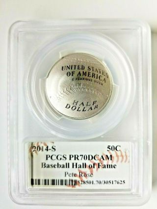 2014 - S 50C Clad Baseball Hall of Fame PCGS PR70DCAM - PETE ROSE AUTOGRAPHED 2